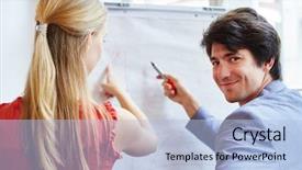  Presentation with team meeting - Amazing presentation theme having anal - business people at business team backdrop and a light blue colored foreground