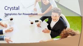  Presentation with courier finance analysis - Slide deck consisting of anal - finance department in meeting analizing background and a sky blue colored foreground