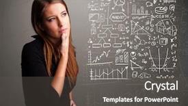  Presentation with stock market - PPT theme having anal - pretty young woman looking background and a dark gray colored foreground