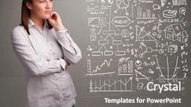  Presentation with stock market - PPT theme consisting of anal - pretty young woman looking background and a gray colored foreground