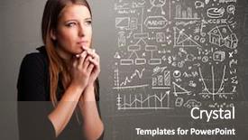  Presentation with market stock market education - Slide deck featuring anal - pretty young woman looking background and a gray colored foreground