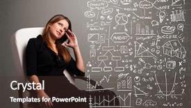  Presentation with stock market - Beautiful presentation design featuring anal - pretty young woman looking backdrop and a tawny brown colored foreground