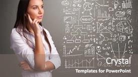  Presentation with stock market - Cool new theme with anal - pretty young woman looking backdrop and a gray colored foreground