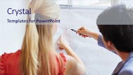  Presentation with team - PPT theme consisting of anal - start-up team analizing flipchart graph background and a sky blue colored foreground