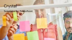  Presentation with ideas - Audience pleasing PPT theme consisting of anal - start-up team brainstorming and analizing backdrop and a soft green colored foreground