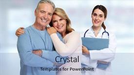  Presentation with patient and doctor - Slide deck with analgesics - doctor and patient couple background and a light blue colored foreground