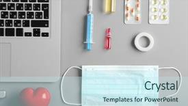  Presentation with medicines - PPT theme with analgesics - doctor table with medicines mask background and a  colored foreground