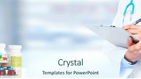  Presentation with medical robot hand and doctor - Presentation theme having analgesics - hands of medical doctor background and a  colored foreground