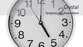  Presentation with clock - Cool new presentation theme with round wall clock isolated backdrop and a light gray colored foreground