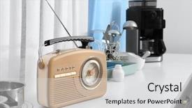  Presentation with radio communication - Audience pleasing slide deck consisting of analog communication - modern radio on table backdrop and a light gray colored foreground