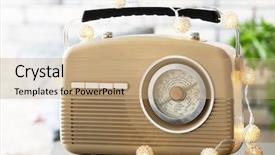  Presentation with radio communication - Theme enhanced with analog communication - retro radio on table background and a coral colored foreground