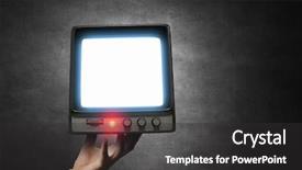  Presentation with retro - Slide set with analog communication - retro tv monitor mixed media background and a dark gray colored foreground