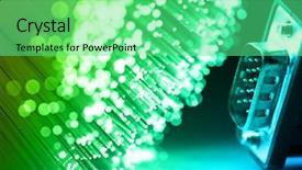  Presentation with rays of light - PPT theme featuring analog electronics - fiber optics background with lots background and a seafoam green colored foreground