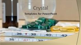  Presentation with medicament medical medicine pills - Slides consisting of analog-medical-thermometer-for-checking background and a mint green colored foreground