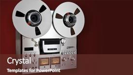  Presentation with tape recorder - PPT theme with analog stereo open reel tape background and a tawny brown colored foreground