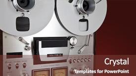  Presentation with tape recorder - Audience pleasing PPT theme consisting of analog stereo open reel tape backdrop and a  colored foreground