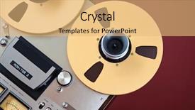  Presentation with tape recorder - Audience pleasing slides consisting of analog stereo open reel tape backdrop and a coral colored foreground