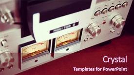  Presentation with tape recorder - Beautiful PPT theme featuring closeup of white gannet bird colony nesting on cliff on bonaventure island in perce quebec canada by gaspesie gaspe region with two morus looking up long necks backdrop and a light gray colored foreground.