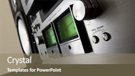  Presentation with tape recorder - Colorful PPT theme enhanced with analog stereo open reel tape backdrop and a coral colored foreground