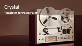  Presentation with tape recorder - PPT theme featuring analog stereo open reel tape background and a  colored foreground