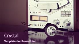  Presentation with tape recorder - PPT layouts featuring analog stereo open reel tape background and a  colored foreground
