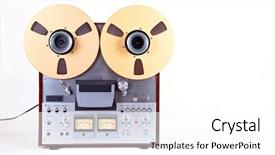  Presentation with tape recorder - Beautiful slide deck featuring analog stereo open reel tape backdrop and a cream colored foreground