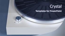  Presentation with record player - Beautiful PPT theme featuring analog stereo turntable vinyl record player closeup backdrop and a wine colored foreground