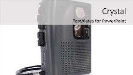  Presentation with tape recorder - Beautiful slides featuring analog tape dictaphone shot backdrop and a light gray colored foreground