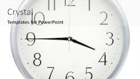  Presentation with poster on white wall above - Slide deck enhanced with analog-wall-clock-isolated background and a white colored foreground