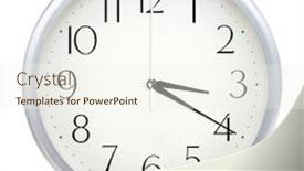  Presentation with poster on white wall above - Audience pleasing PPT theme consisting of analog-wall-clock-isolated backdrop and a cream colored foreground