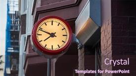  Presentation with wall street - Beautiful PPT layouts featuring analogue-clock-on-a-wall backdrop and a wine colored foreground