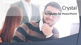  Presentation with team - Beautiful PPT theme featuring analys - successul business team working backdrop and a white colored foreground