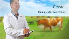  Presentation with milk product - Colorful slide deck enhanced with analysis milk - professional expert with clipboard backdrop and a sky blue colored foreground