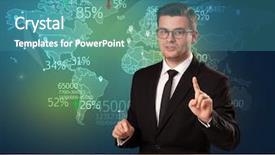  Presentation with world trade organization - Slide deck with analyst is studio reporting world background and a teal colored foreground