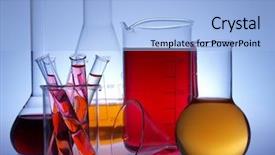  Presentation with analytical chemistry - Presentation design having analytical chemistry - laboratory glassware background and a light blue colored foreground