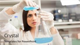  Presentation with analytical chemistry - PPT theme having analytical chemistry - scientist filling an erlenmeyer flask background and a lemonade colored foreground