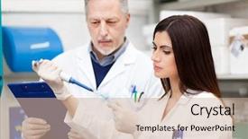  Presentation with laboratory - Cool new presentation with analytical chemistry - scientists at work backdrop and a coral colored foreground