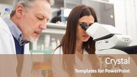  Presentation with work the word in your life - Presentation theme consisting of analytical chemistry - scientists at work background and a coral colored foreground