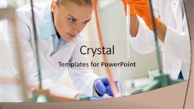  Presentation with close up of young girls - Colorful slide deck enhanced with analytical chemistry instrumental - close up young lab technician backdrop and a soft green colored foreground