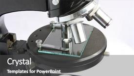  Presentation with microscope - Beautiful PPT layouts featuring analytical chemistry instrumental - training microscope with different lenses backdrop and a dark gray colored foreground