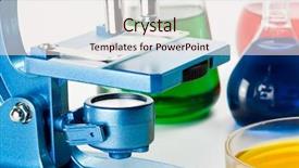  Presentation with flasks - Colorful slide set enhanced with analytical chemistry instrumental - various colorful flasks and blue backdrop and a sky blue colored foreground