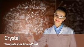  Presentation with analytical chemistry - Slide deck enhanced with pills - senior woman at hospital ward background and a light gray colored foreground