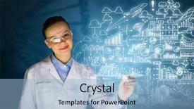  Presentation with analytical chemistry - Beautiful presentation featuring analytical lab bussiness - young woman researcher in medical backdrop and a light blue colored foreground