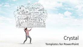  Presentation with business plan - Audience pleasing presentation theme consisting of analytical thinking - young woman carrying out ideas backdrop and a white colored foreground