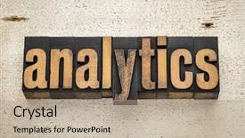  Presentation with analytics - Theme with analytics word in vintage letterpress background and a  colored foreground