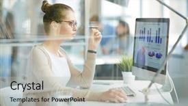  Presentation with data - Slide deck consisting of analyze - analyzing data background and a light gray colored foreground