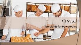  Presentation with baker kneading dough homemade bread - Cool new presentation theme with food analyze - baker's analyzing breads at table backdrop and a  colored foreground