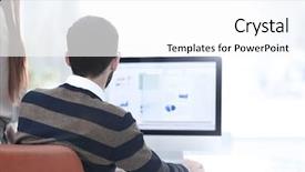  Presentation with article marketing - Amazing theme having analyze - employees analyzing the marketing graphics backdrop and a white colored foreground