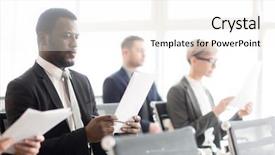  Presentation with coworkers - PPT layouts enhanced with analyzing audience - black man with coworkers reading background and a cream colored foreground