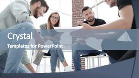  Presentation with partners - Presentation enhanced with analyzing audience - successful partners during negotiations background and a seafoam green colored foreground